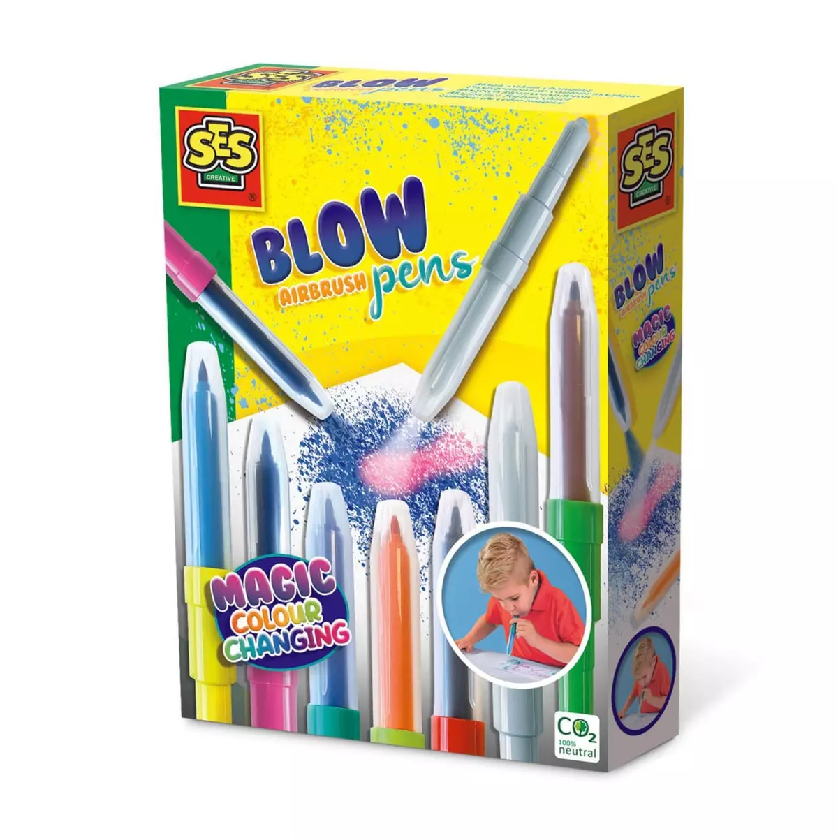 SES Creative Set de feutres aérographes : Blow airbrush pens : Changement de couleur magique