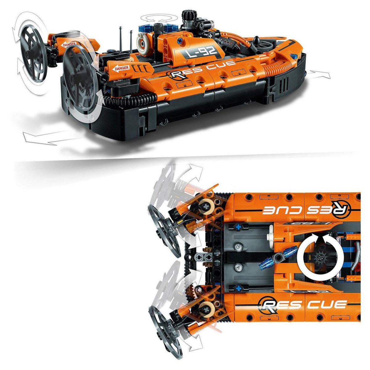 LEGO Technic 42120 Aéroglisseur de Sauvetage, et Avion Bimoteur