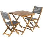 BEAU RIVAGE Ensemble repas BARI en bois d'acacia FSC et corde grise