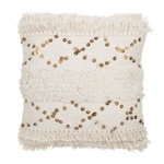 Paris Prix Coussin Tufté Franges & Sequins  Dubai  45x45cm Blanc