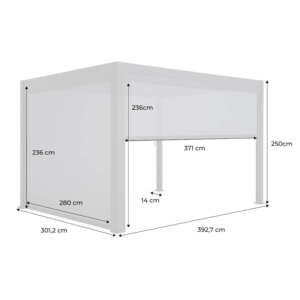 SWEEEK Pergola Bioclimatique gris anthracite 4x3m, aluminium à lames orientables + store 3m + store 4m