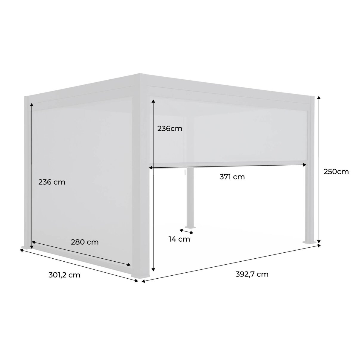 SWEEEK Pergola Bioclimatique gris anthracite 4x3m, aluminium à lames orientables + store 3m + store 4m