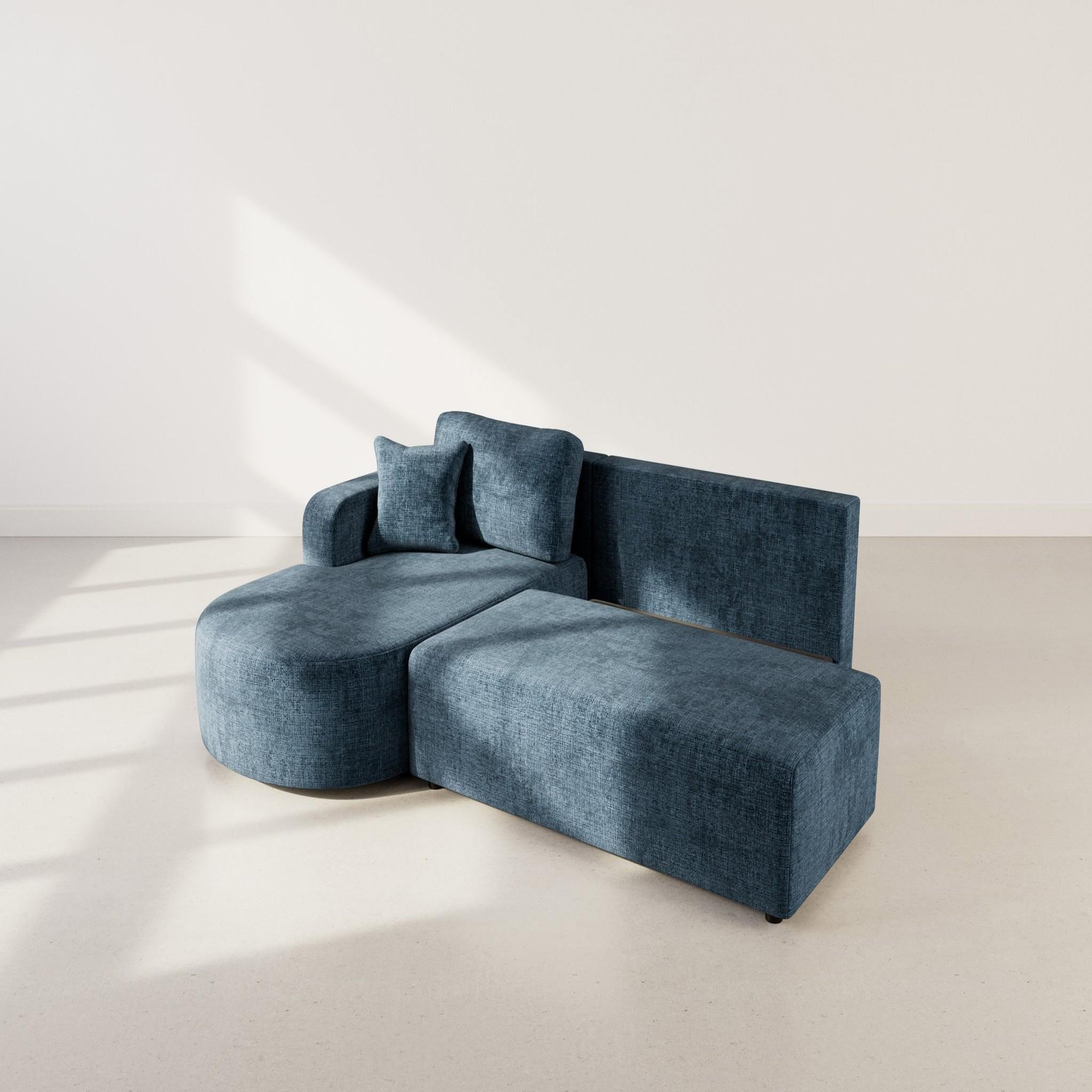 Voir la diapositive 3 : BEST MOBILIER Miro - canapé d'angle gauche 4 places convertible avec coffre en velours texturé