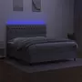 VIDAXL Sommier a lattes de lit et matelas et LED Gris clair 180x200 cm