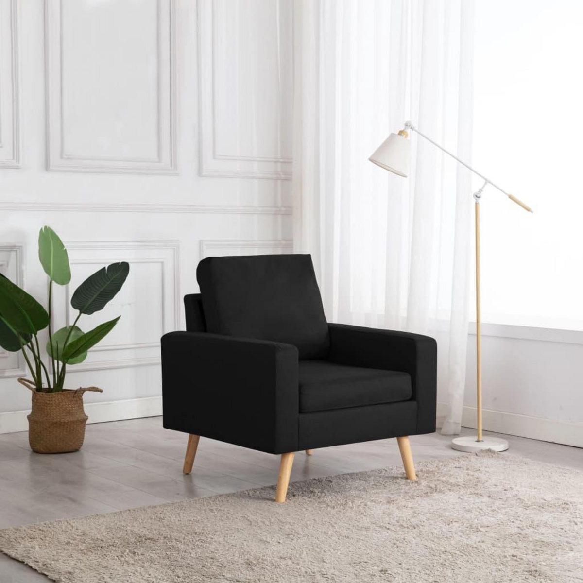 VIDAXL Fauteuil Noir Tissu