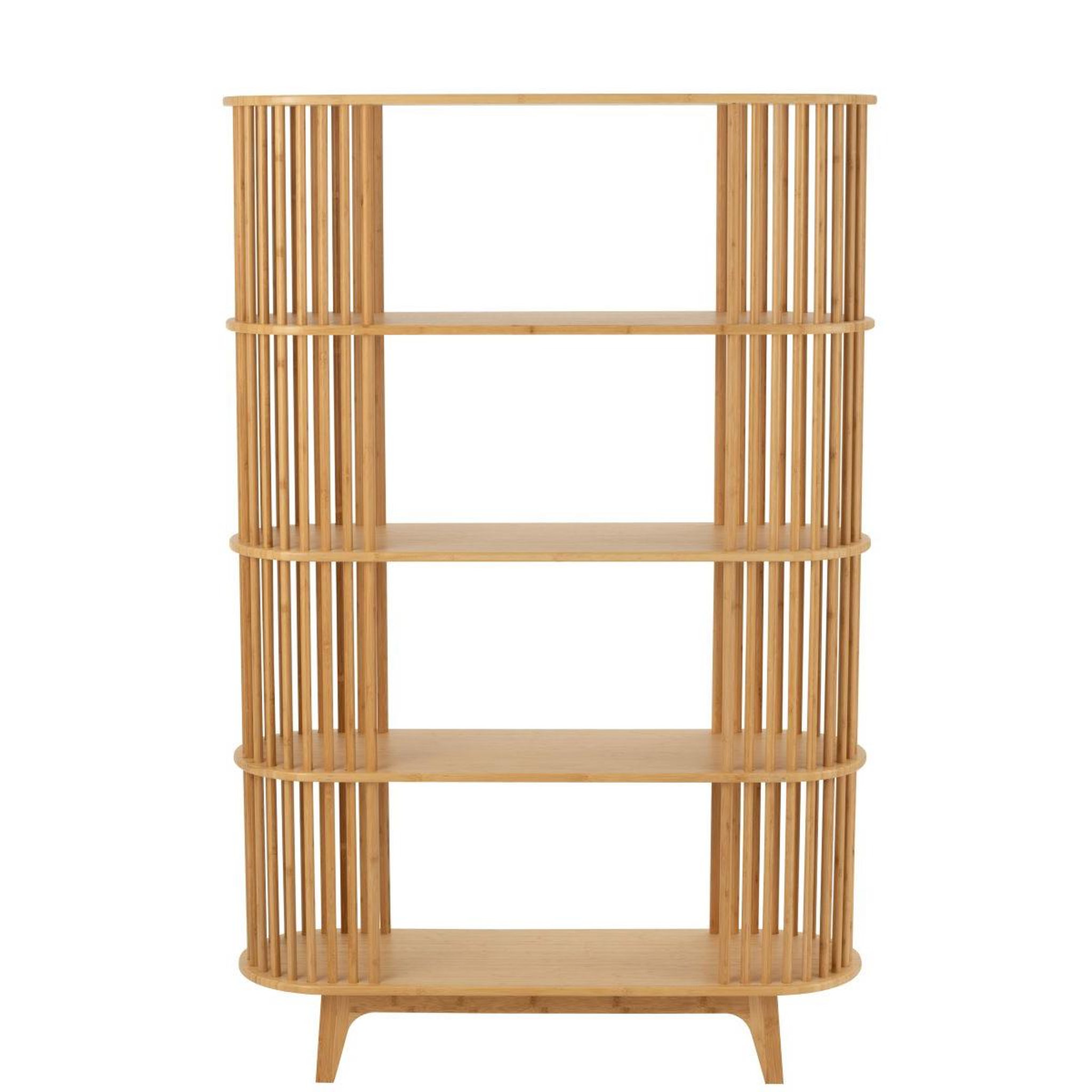 Voir la diapositive 2 : J-LINE Étagère 4 niveaux en bambou  live  154cm naturel