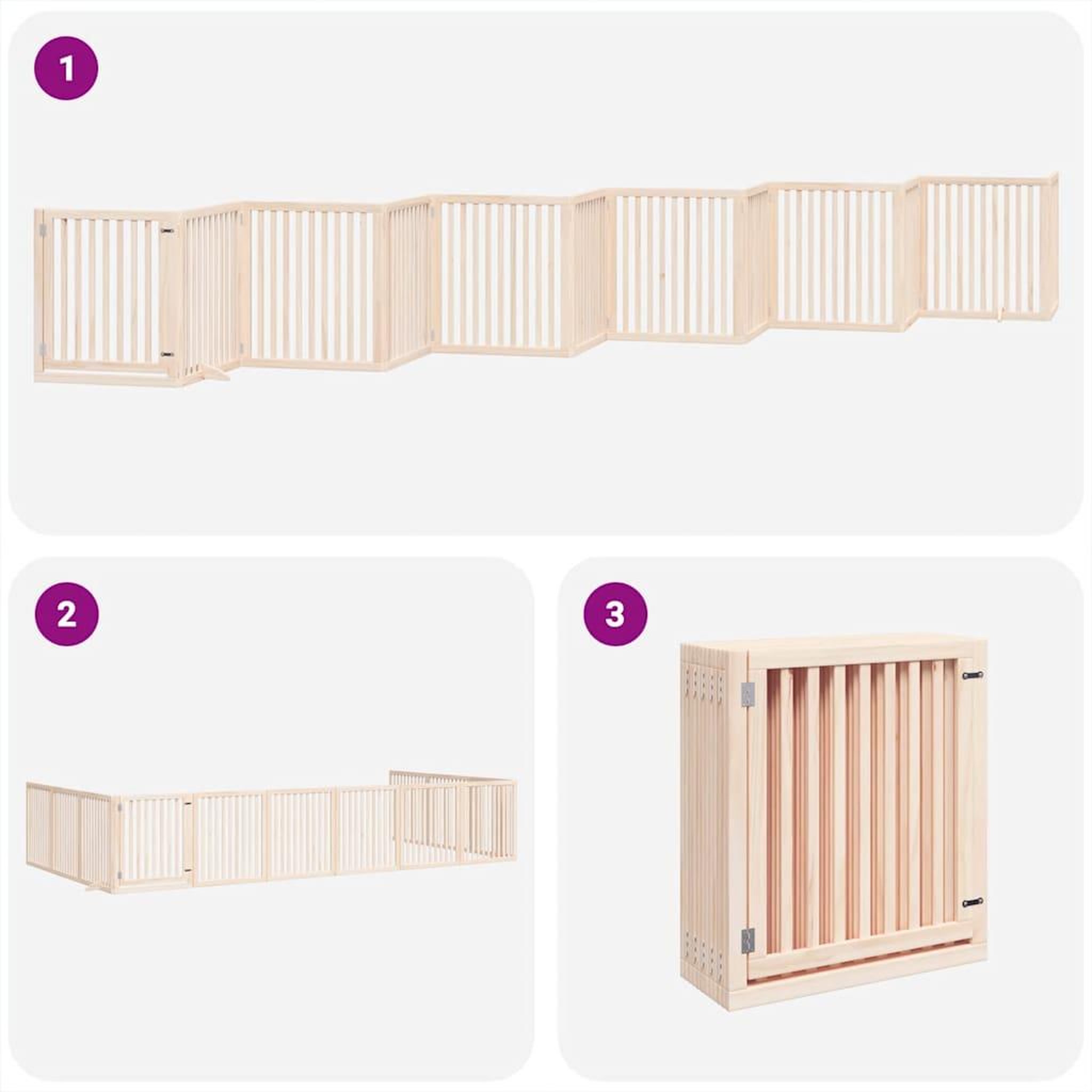 Voir la diapositive 5 : VIDAXL Barriere pour chien porte pliable 12 panneaux bois de peuplier