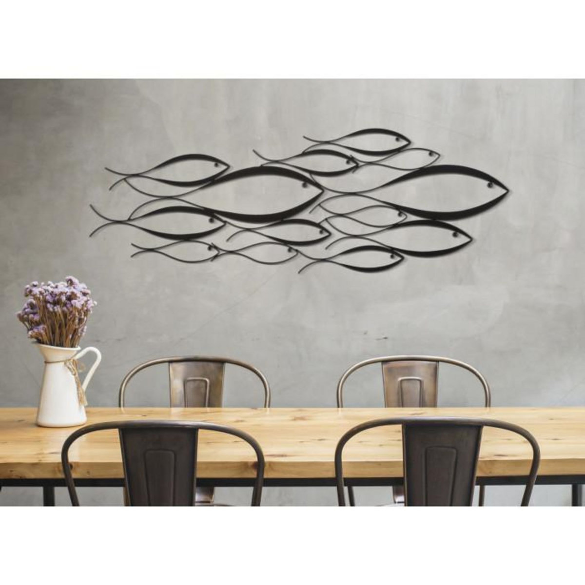 Paris Prix Décoration Murale en Métal  Fishes  100cm Noir