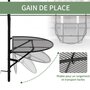 OUTSUNNY Table suspendue pour balcon pliable dim. plateau 60L x 40l cm hauteur réglable 57-72H cm métal époxy noir
