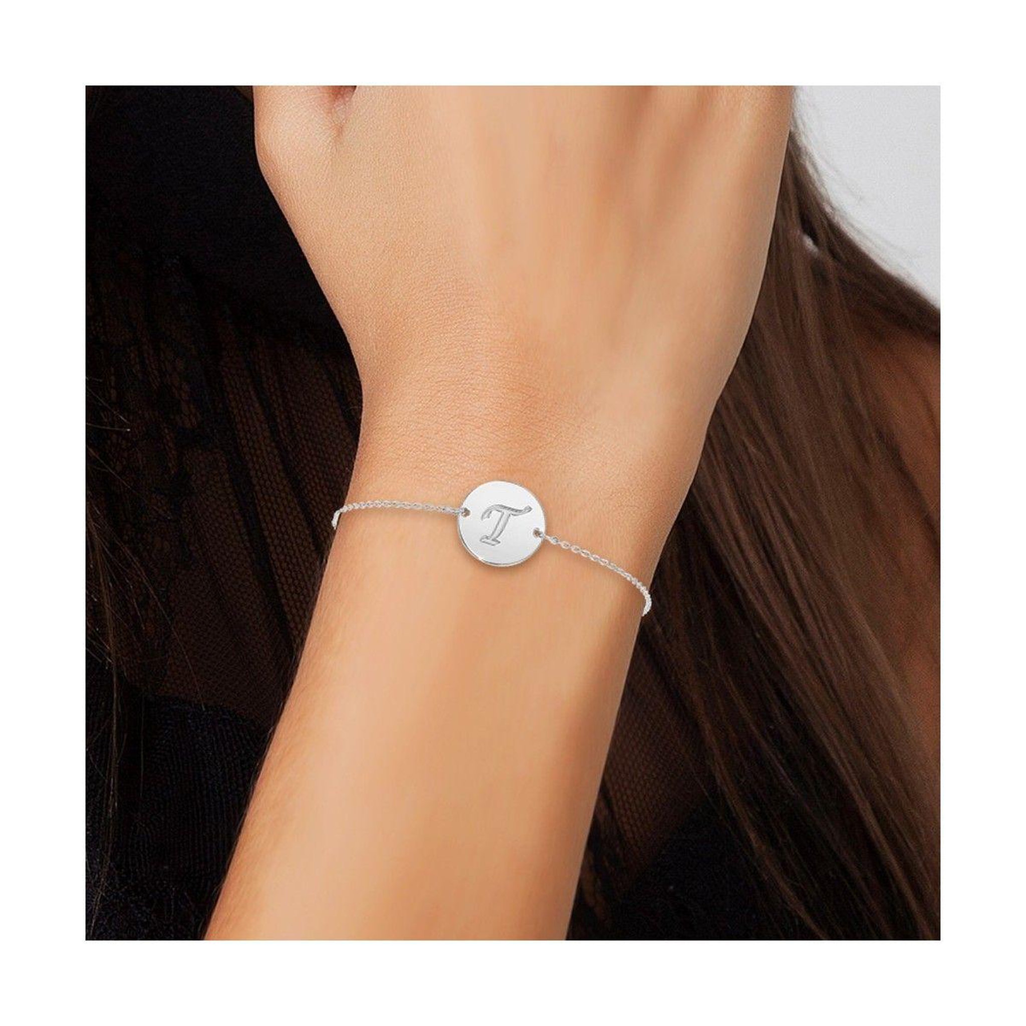 Voir la diapositive 2 : SC CRYSTAL Bracelet lettre T en acier inoxydable par SC Crystal