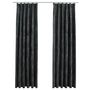 Voir la diapositive 2 : VIDAXL Rideaux occultants et crochet 2pcs Velours Anthracite 140x225cm