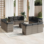 VIDAXL Salon de jardin avec coussins 13 pcs gris resine tressee