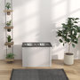 Voir la diapositive 2 : PAWHUT Gamelle double chien - porte-gamelles surélevé rangement 2 en 1 - tiroir, 2 gamelles - acier inox. MDF gris blanc