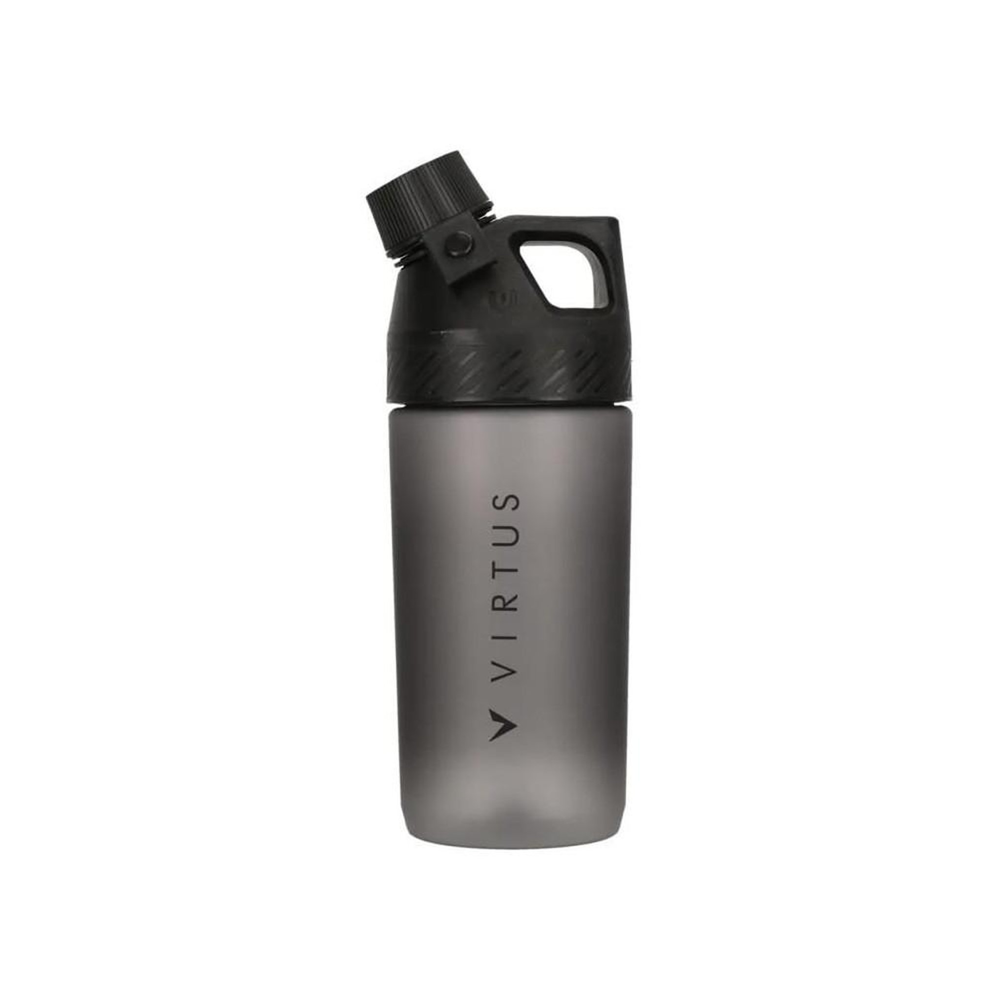 Bouteille d'eau réutilisable 0,65 l, boucle de doigt intégrée, noir et gris mat (polypropylène et tritan)