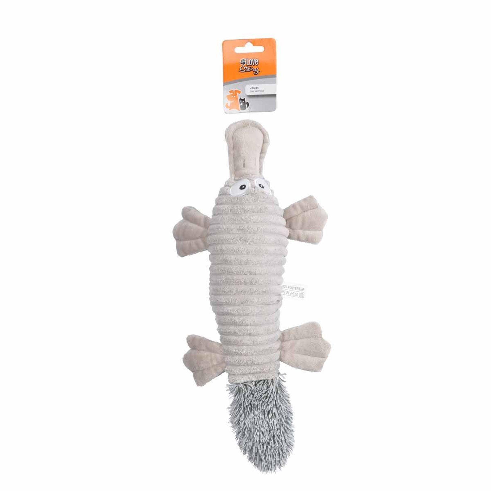 Voir la diapositive 2 : LOVE STORY Peluche pour Chien  Ornithorynque  38cm Gris