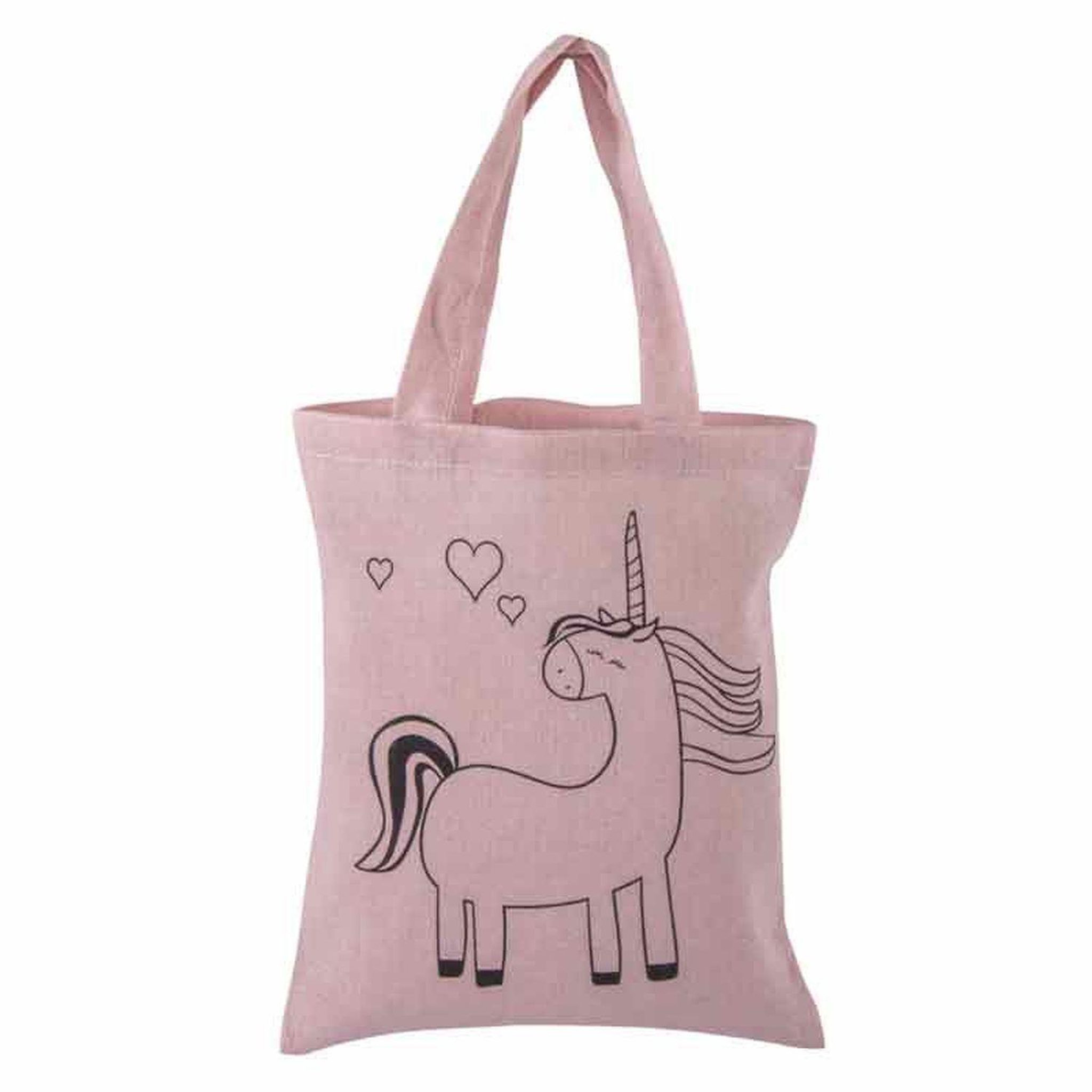 Voir la diapositive 4 : Rayher 2 sacs en coton rose 25 x 20 cm - licorne