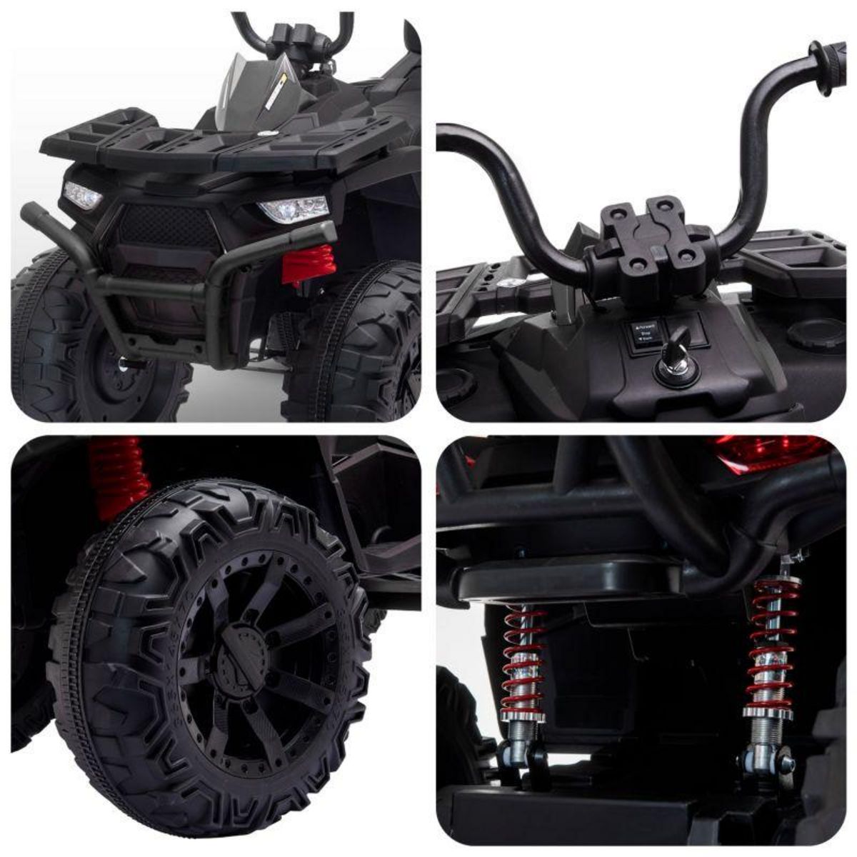 PLAY4FUN Quad électrique 2x 40W pour enfant - avec 4 suspensions, Marche AV/AR et Système audio