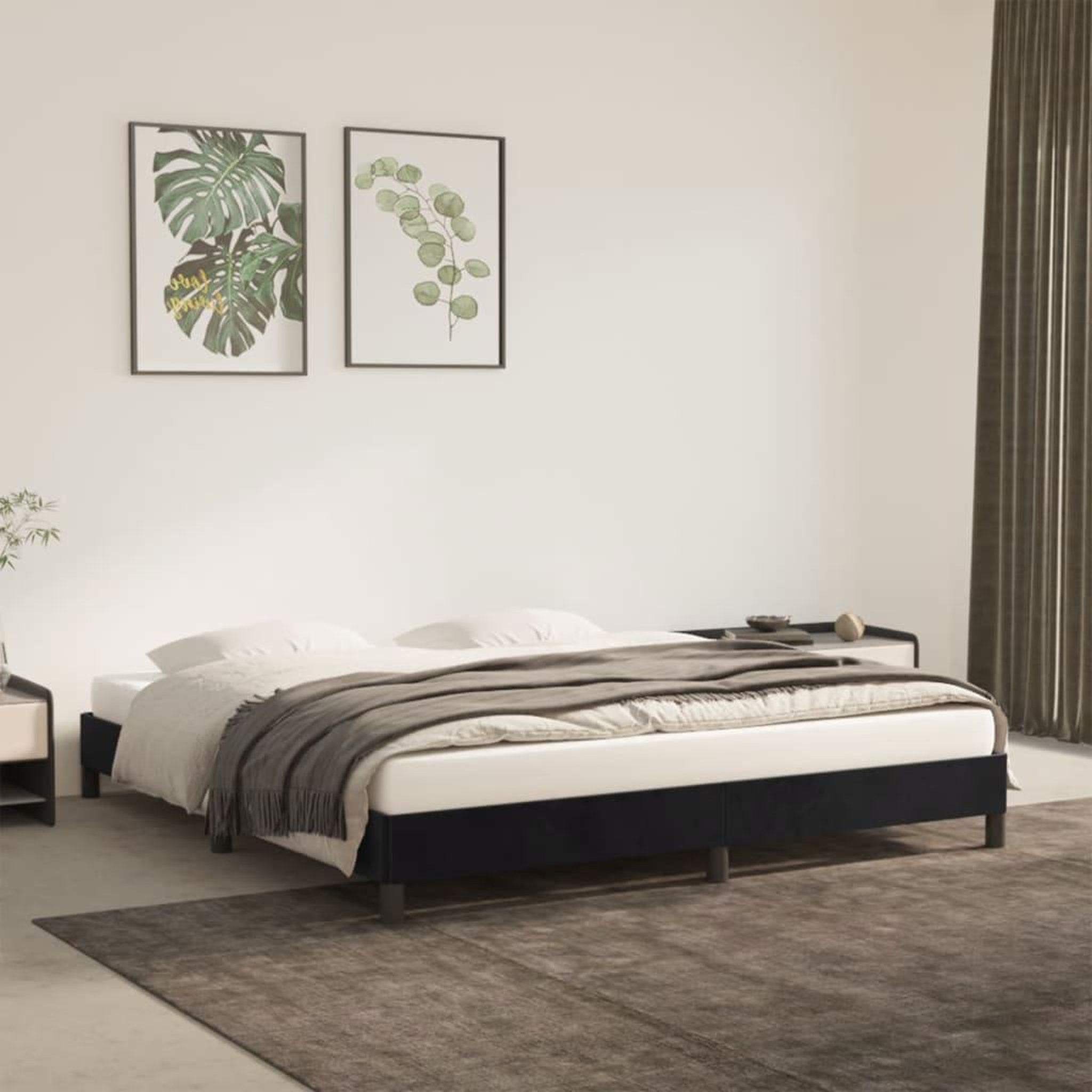 Voir la diapositive 1 : VIDAXL Cadre de lit sans matelas noir 180x200 cm velours