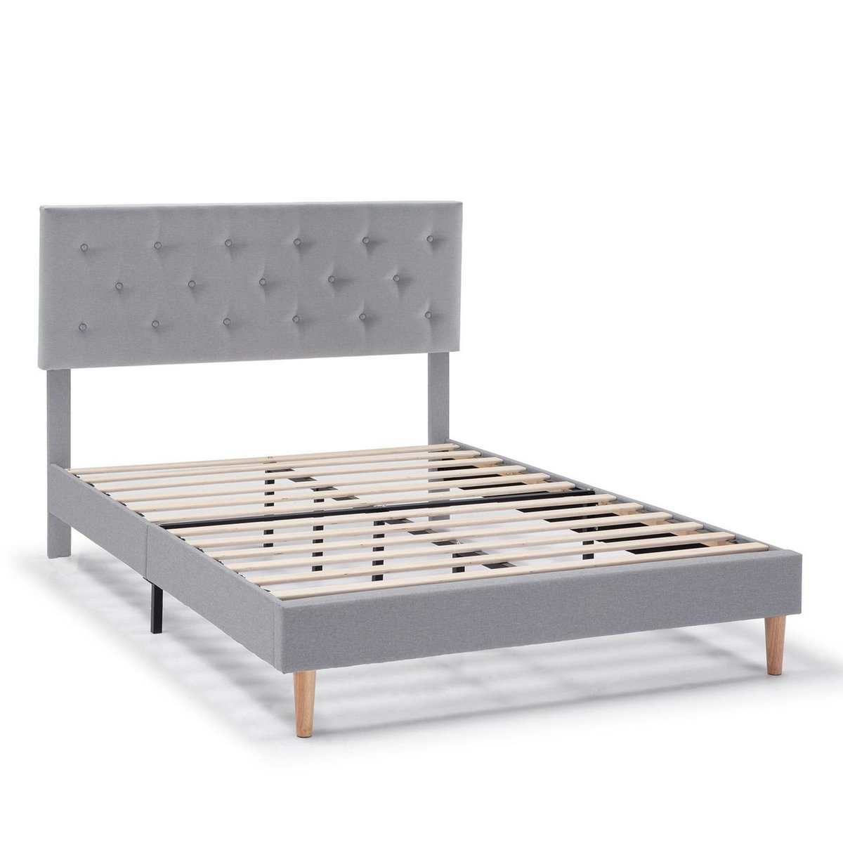 VS VENTA-STOCK Cadre de lit rembourré Rosi 30 cm, 150x190 cm, Gris clair