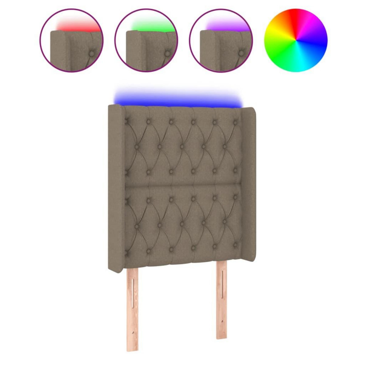 VIDAXL Tete de lit a LED Taupe 83x16x118/128 cm Tissu