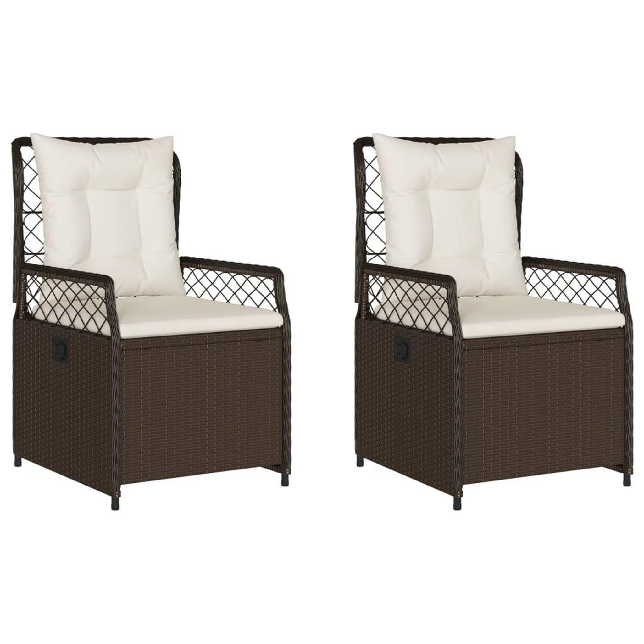 Voir la diapositive 2 : VIDAXL Chaises inclinables de jardin lot de 2 marron resine tressee