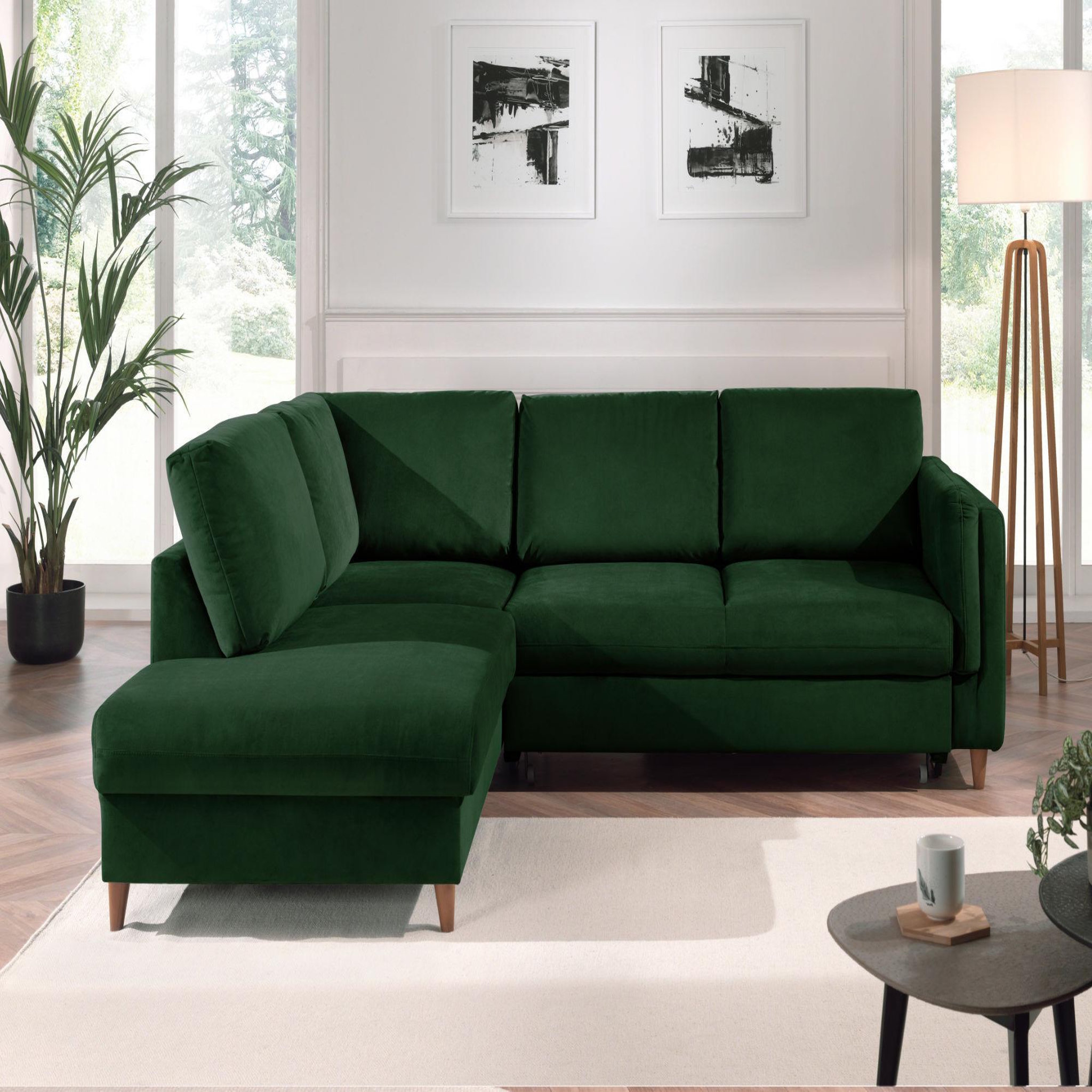 Voir la diapositive 5 : LISA DESIGN Brooke - canapé d'angle gauche - convertible - 5 places - en velours