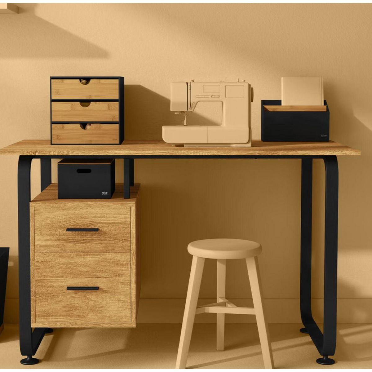 FIVE Organiseur de bureau en bambou BAVA - Noir