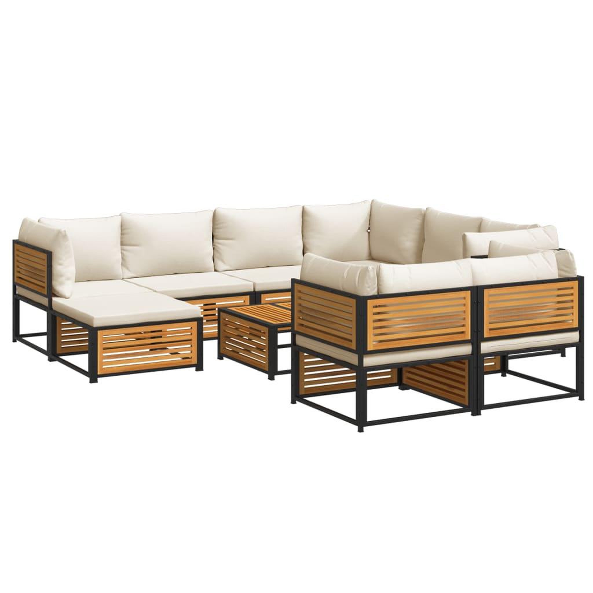 Voir la diapositive 2 : VIDAXL Salon de jardin avec coussins 10 pcs bois d'acacia solide