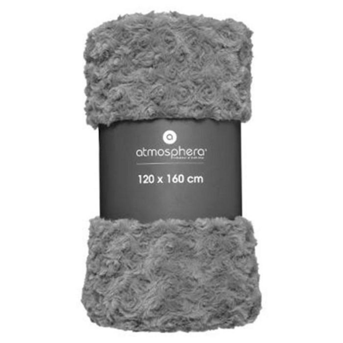 ATMOSPHERA Plaid Imitation Fourrure  Bouclée  120x160cm Gris