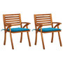 Voir la diapositive 1 : VIDAXL Chaises a manger de jardin avec coussins lot de 2 Acacia massif