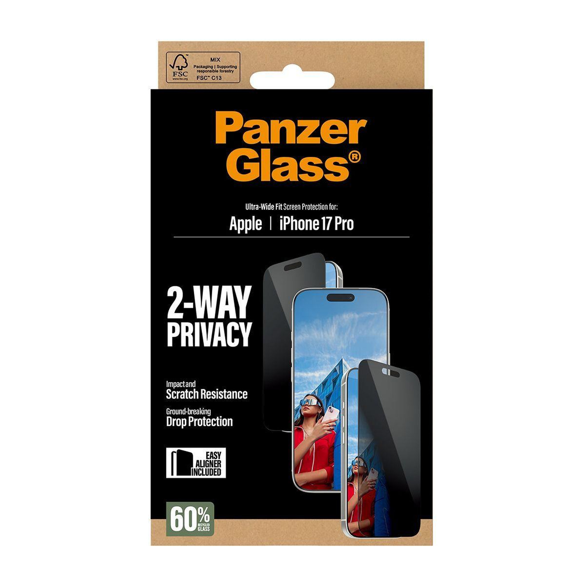 Voir la diapositive 3 : PANZERGLASS Protège écran iphone 17 pro verre trempé privacy