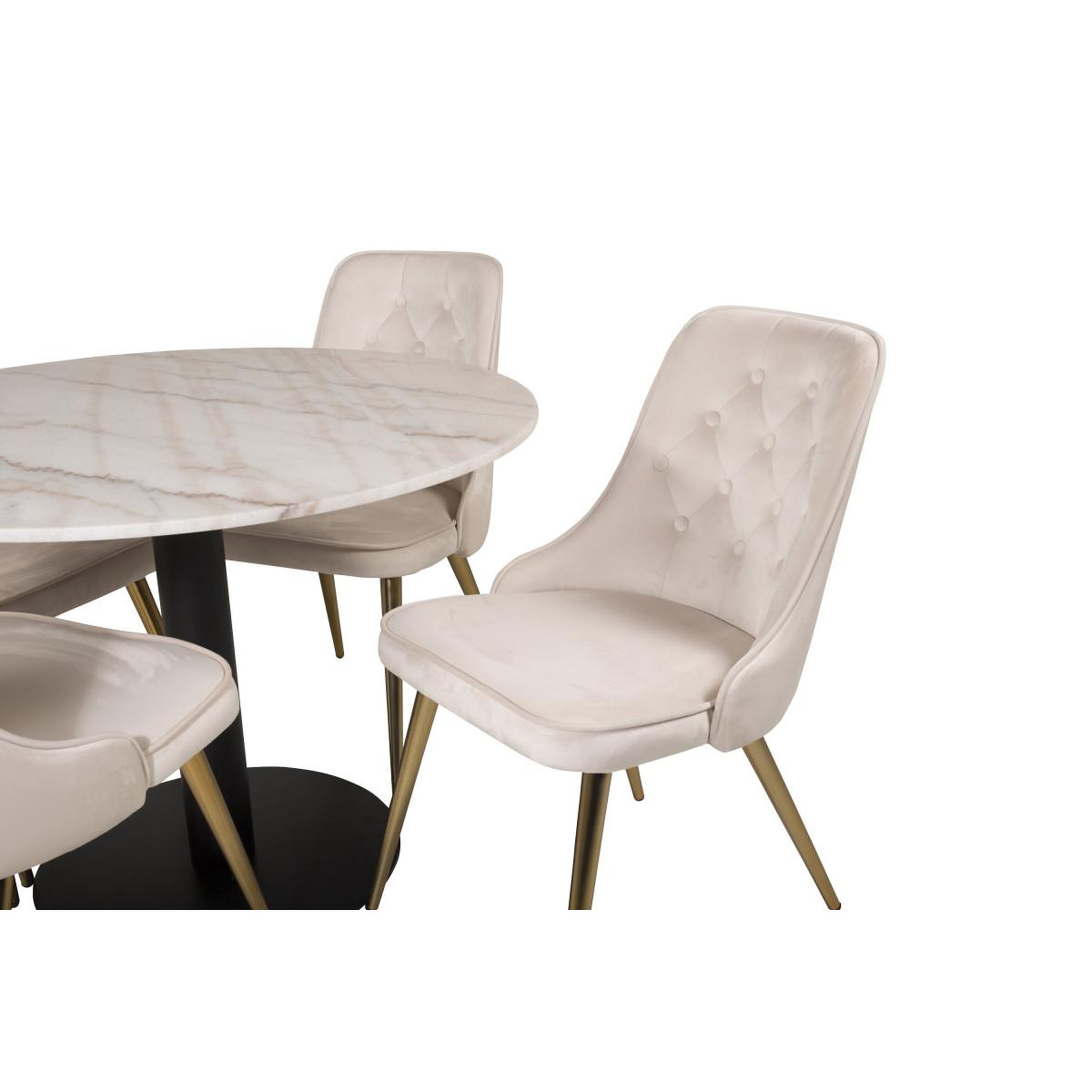 Voir la diapositive 3 : Paris Prix Ensemble table à manger & 4 chaises  estelle i & deluxe ii  106cm blanc & beige