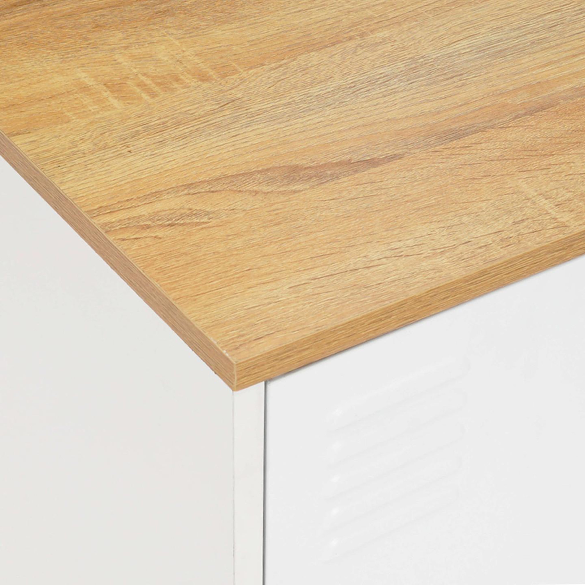 Voir la diapositive 6 : ID MARKET Buffet bas 113 cm ester 3 portes métal blanc plateau bois design industriel