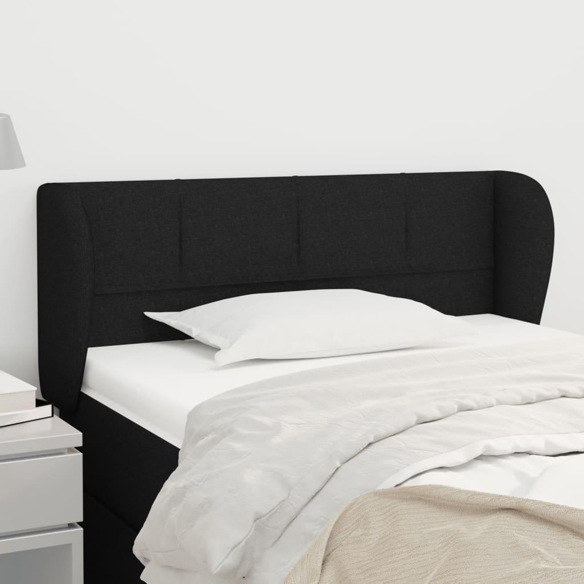 Voir la diapositive 1 : VIDAXL Tete de lit avec oreilles Noir 103x23x78/88 cm Tissu