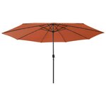 VIDAXL Parasol de jardin avec lumieres LED et mat en metal terre cuite