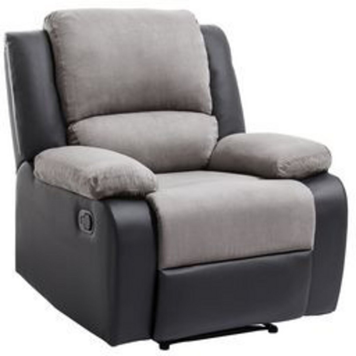 Fauteuil relax manuel HELENE tissu+ pu coloris gris et noir