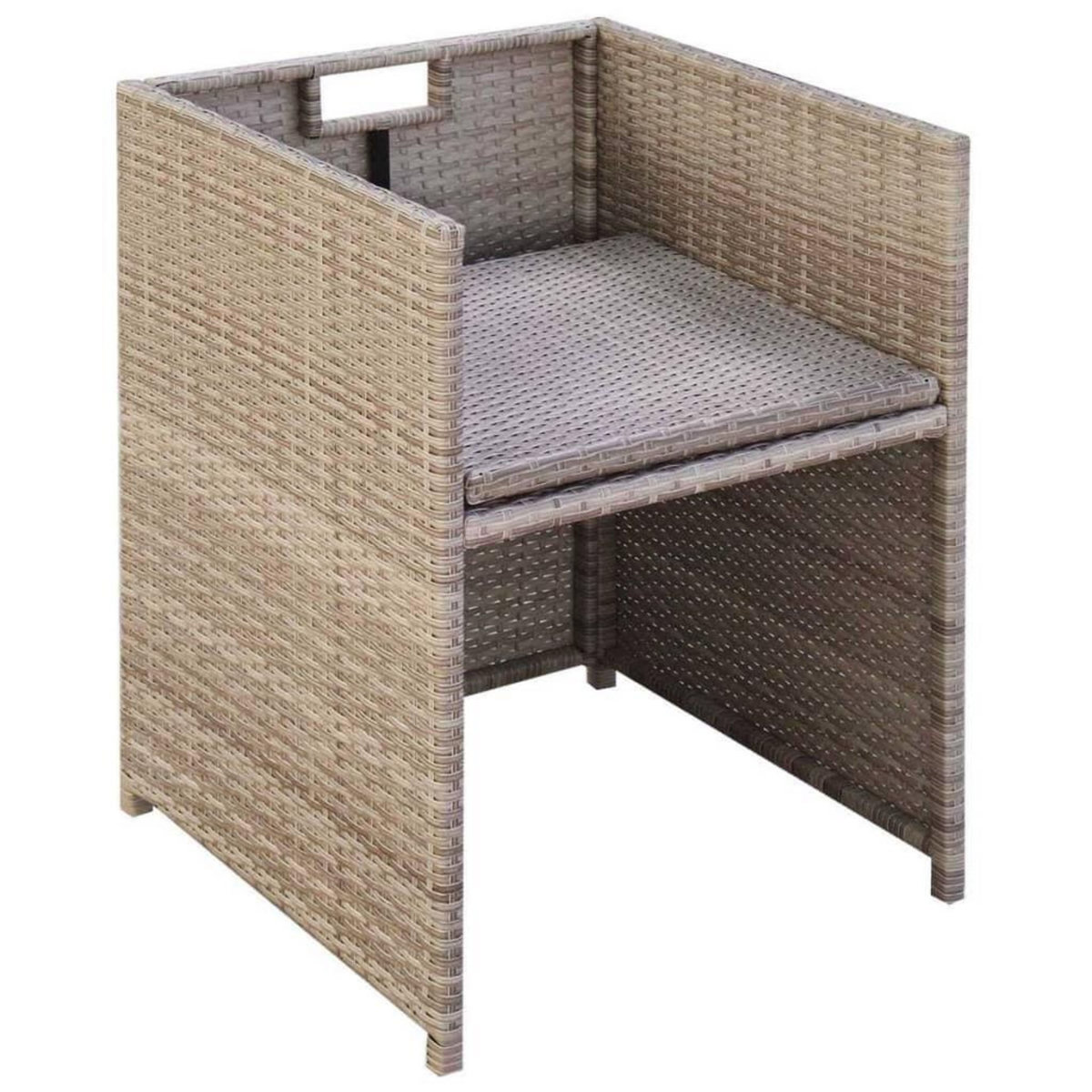 VIDAXL Chaises de jardin lot de 2 avec coussins Resine tressee Beige
