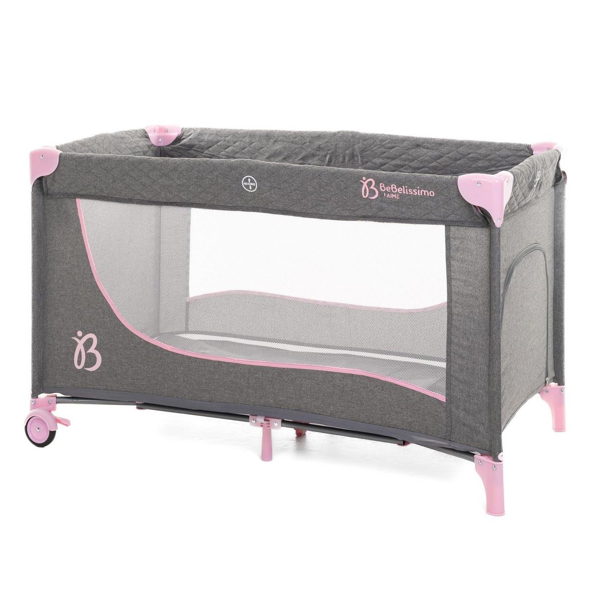 BEBELISSIMO BEBELISSIMO - Lit parapluie bébé - berceau bébé - dès la naissance - Nuit - lit pliant - 2 niveaux - rose