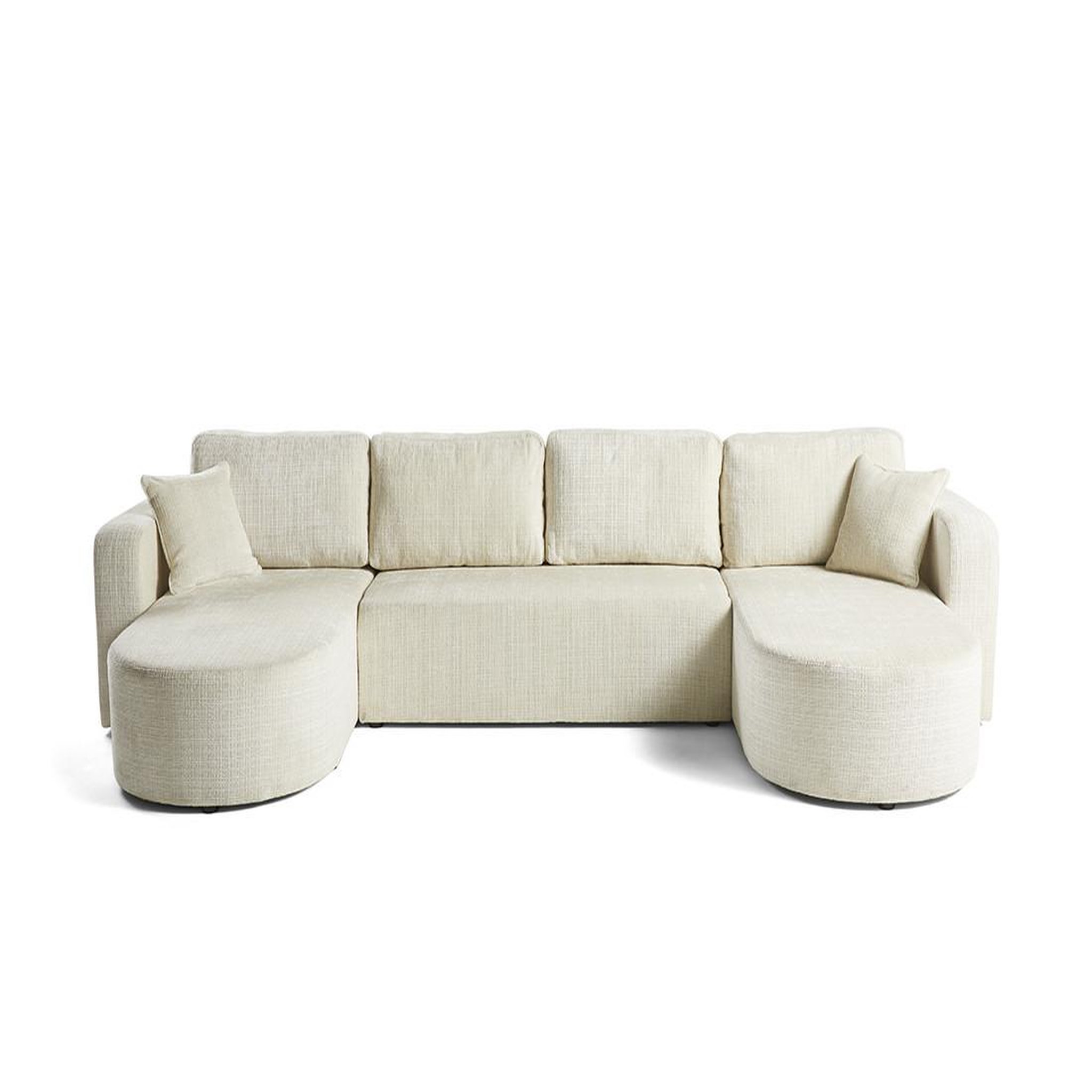 Voir la diapositive 1 : BEST MOBILIER Miro - canapé panoramique en u 7 places - convertible avec coffre - en velours texturé