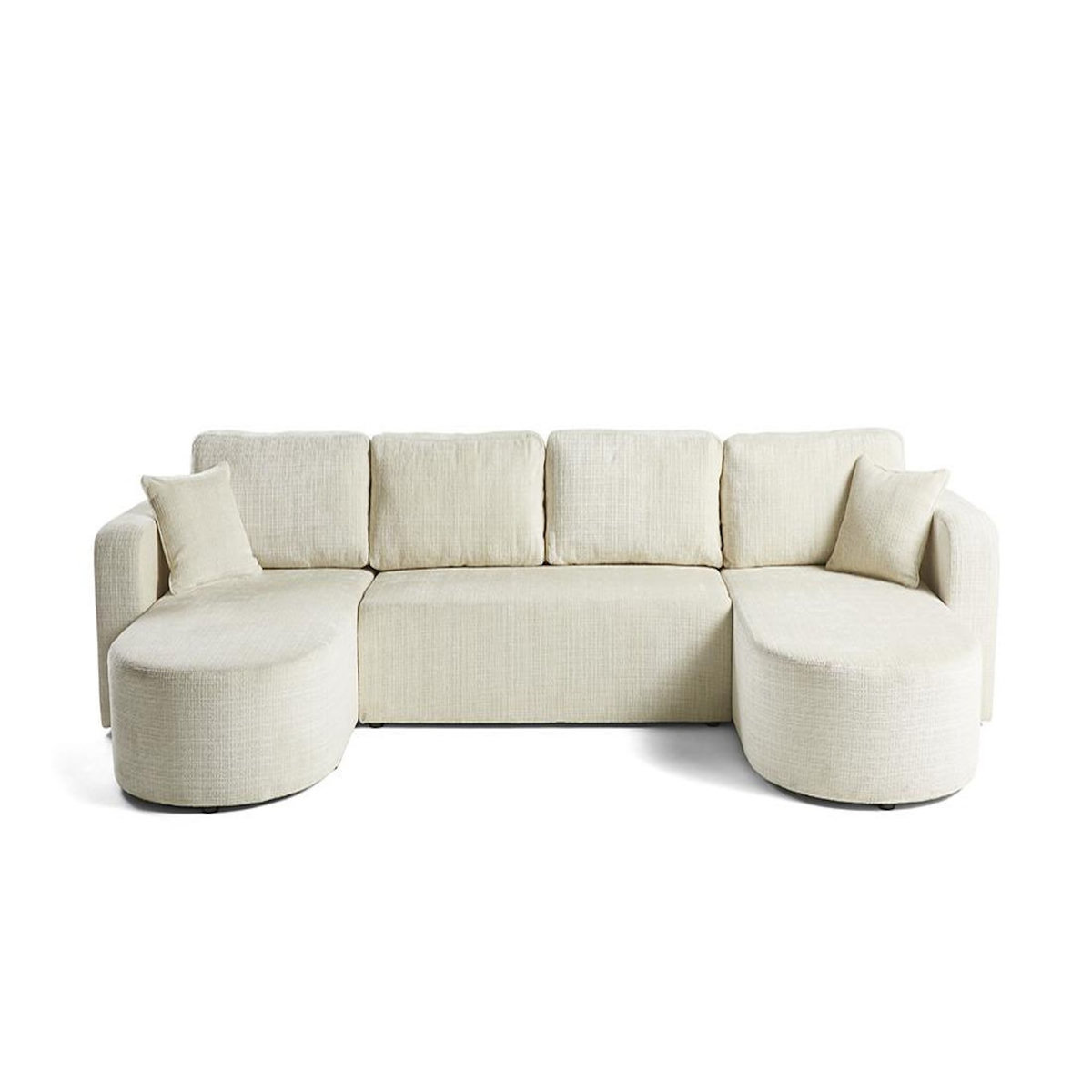 BEST MOBILIER Miro - canapé panoramique en u 7 places - convertible avec coffre - en velours texturé