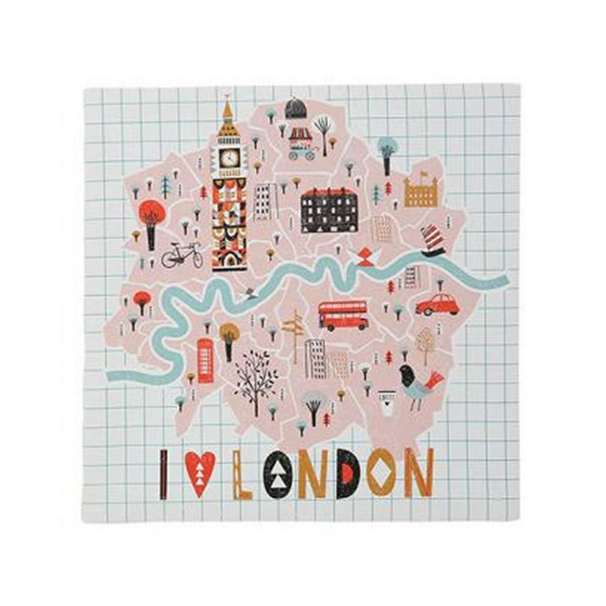 OSTARIA Ensemble de 4 tableaux sur toile imprimée 28x28 cm Capital map