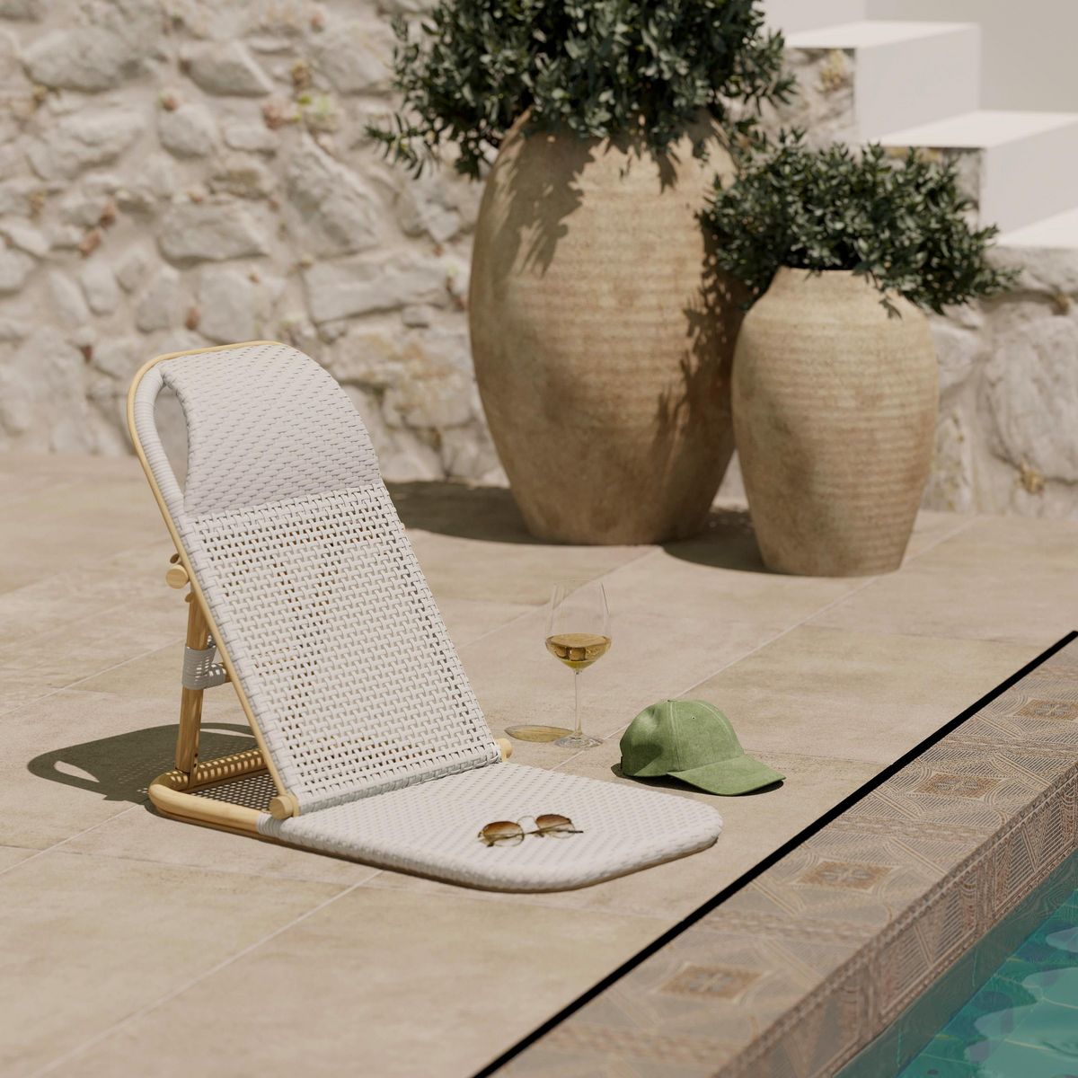 Rendez vous déco Chaise de plage terracotta pliable en tissage synthétique - Favignana