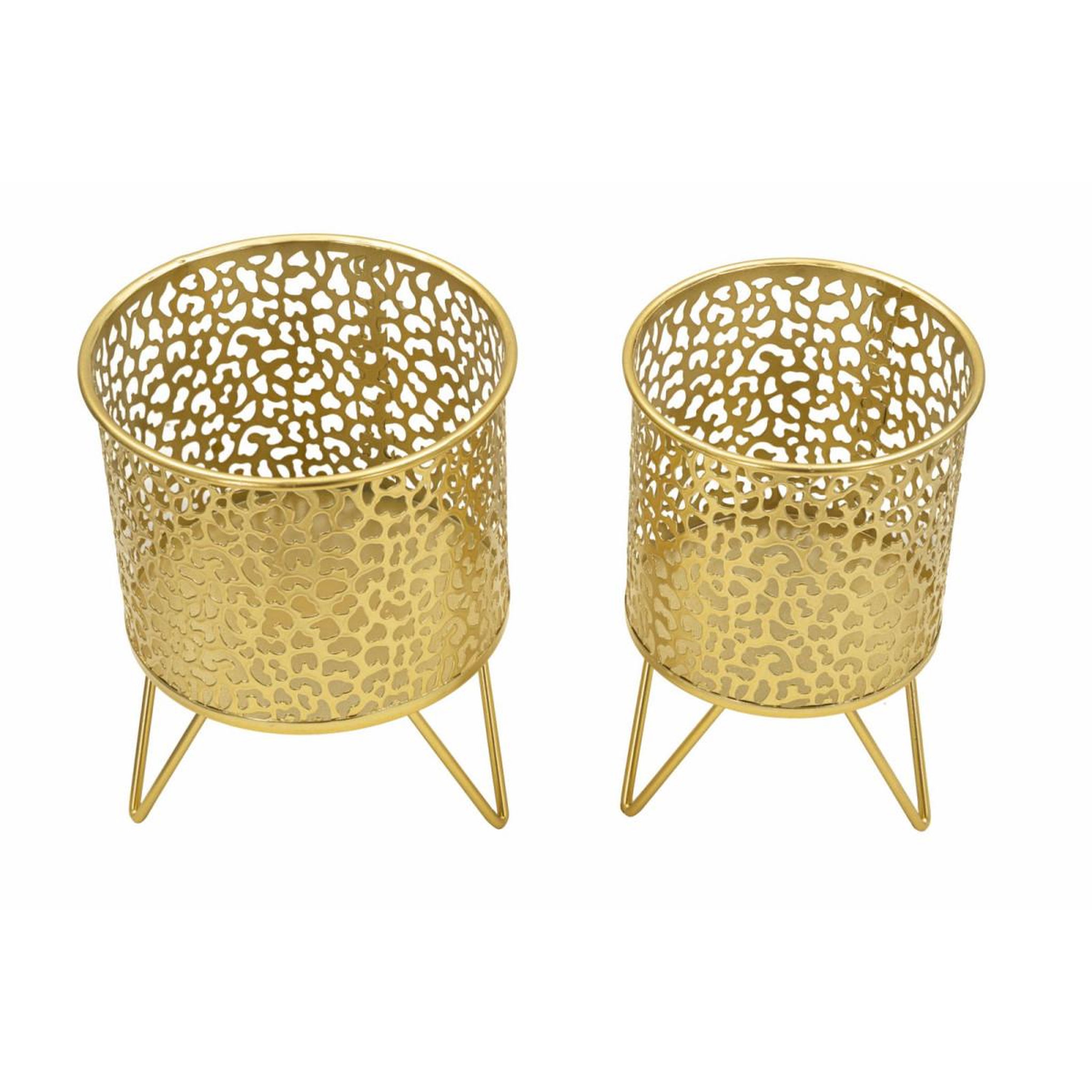Voir la diapositive 2 : Paris Prix Lot de 2 cache-pots design  piny  20cm or
