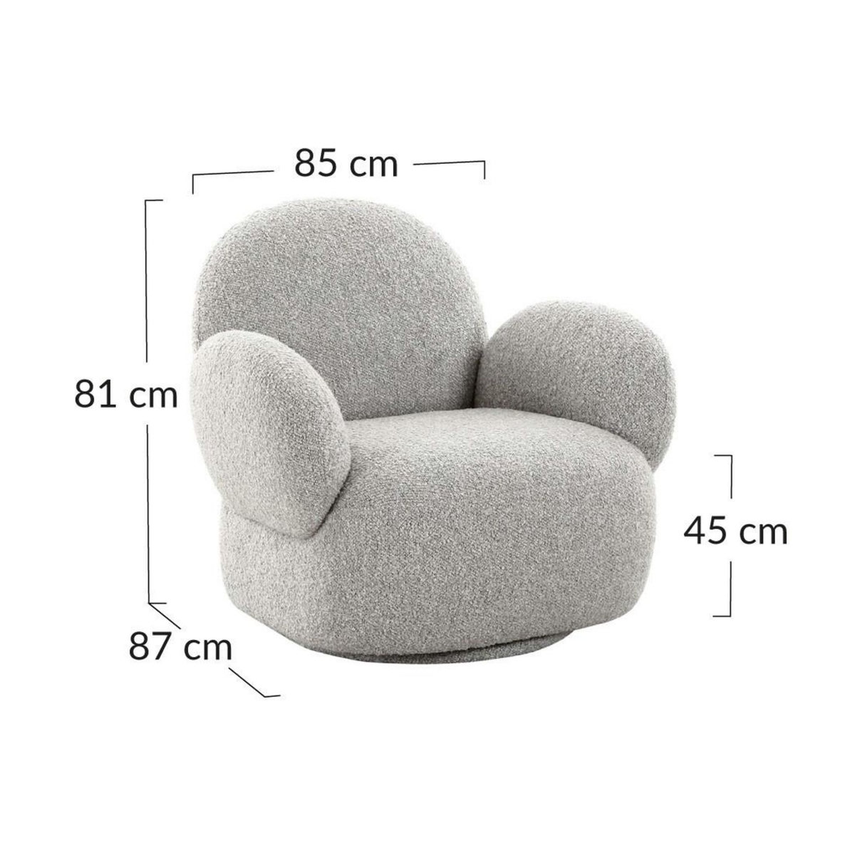 LISA DESIGN Javier - fauteuil pivotant - en tissu bouclette