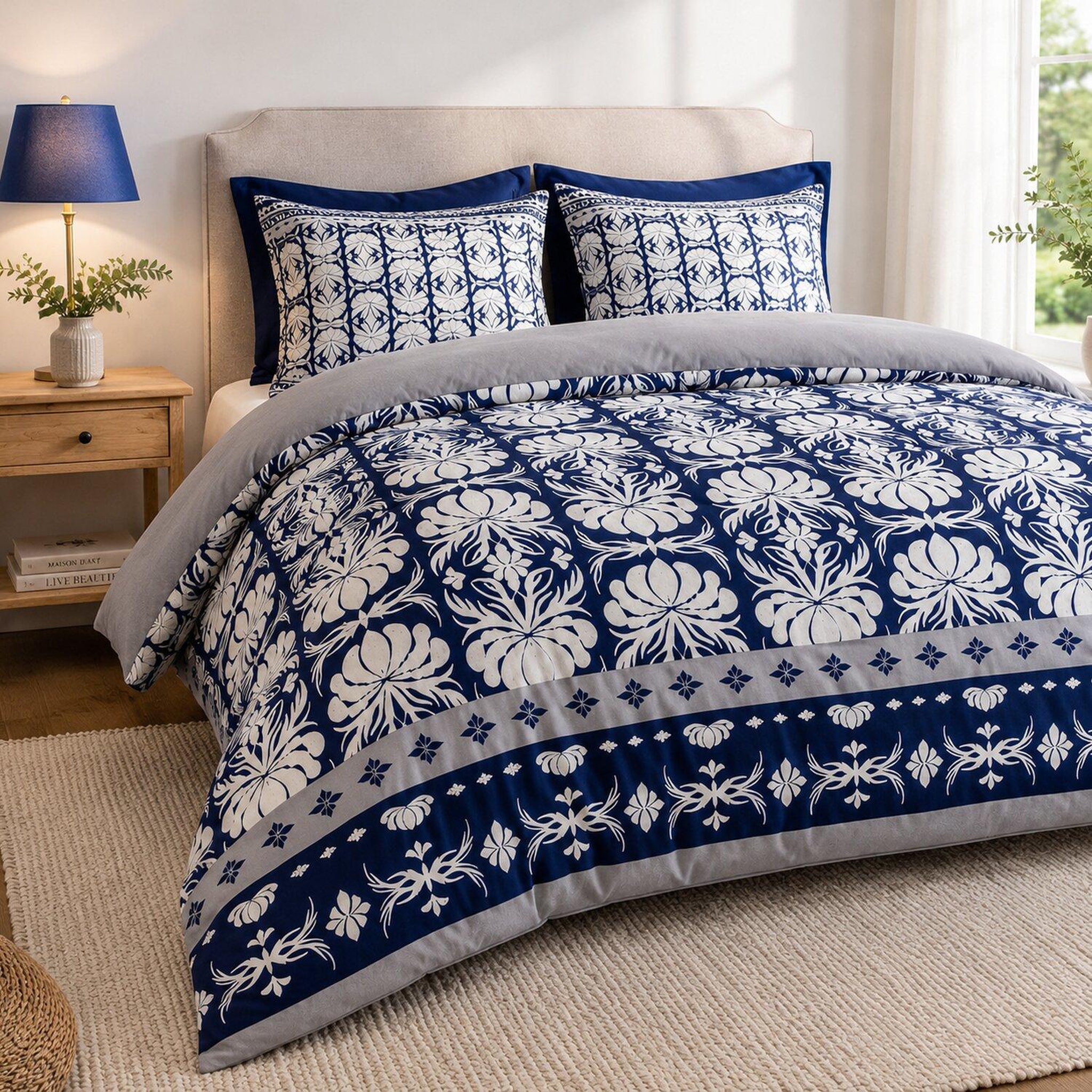 Voir la diapositive 1 : Les Ateliers du Linge Parure housse de couette 100% coton folk