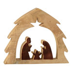 Paris Prix Crèche Sapin en Bois  Ajourée  27cm Marron & Naturel