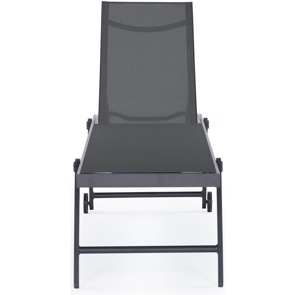 Habitat et Jardin Lot de 2 bains de soleil textilène aluminium  Jolia  - Gris foncé