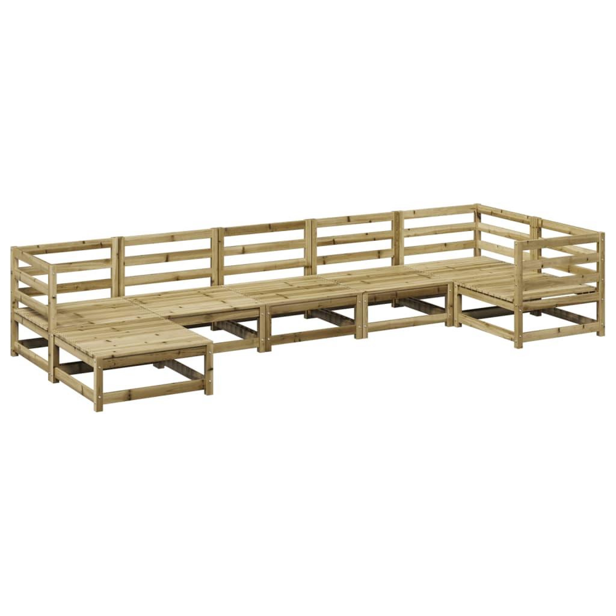 Voir la diapositive 2 : VIDAXL Salon de jardin 7 pcs bois de pin impregne