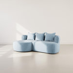 LISA DESIGN Angela - canapé d'angle gauche 4 places en velours texturé. Coloris disponibles : Bleu, Vert, Beige, Orange, Noir, Gris