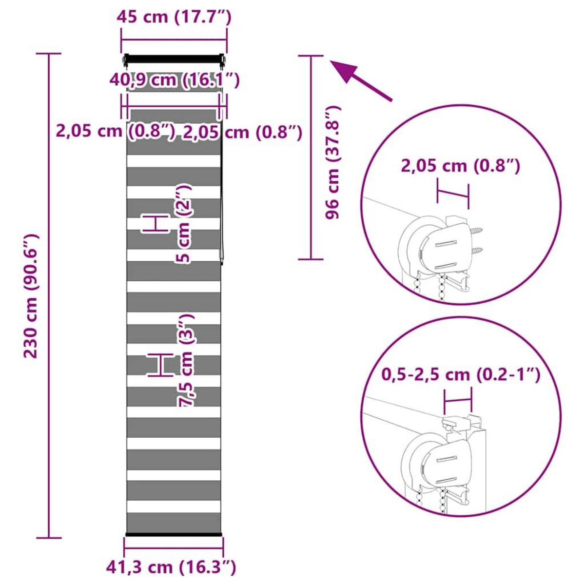 VIDAXL Store zebre beige marbre largeur du tissu 40,9 cm polyester